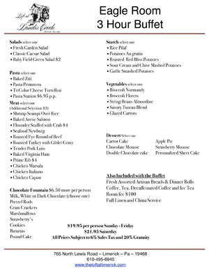 Loft At Landis Creek Eagle Room Menus