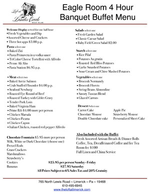 Loft At Landis Creek Eagle Room Menus