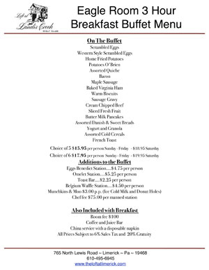 Loft At Landis Creek Eagle Room Menus