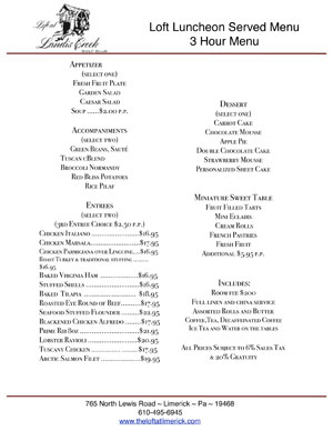 Loft At Landis Creek Breakfeast Buffet Menu