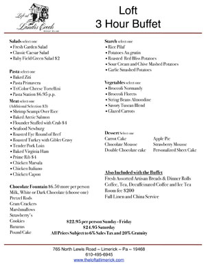 Loft At Landis Creek Breakfeast Buffet Menu