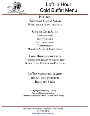 Loft At Landis Creek Breakfeast Buffet Menu